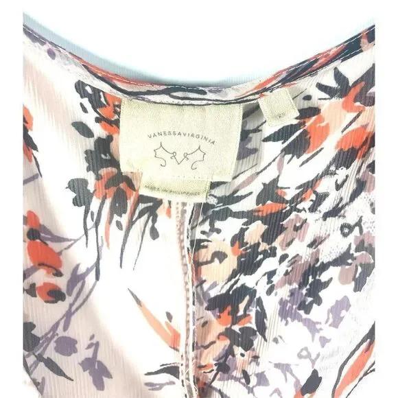 Anthropologie Vanessa Virginia Pink Floral Polka Dot V Neck Sheer Tank XS - Picture 3 of 3